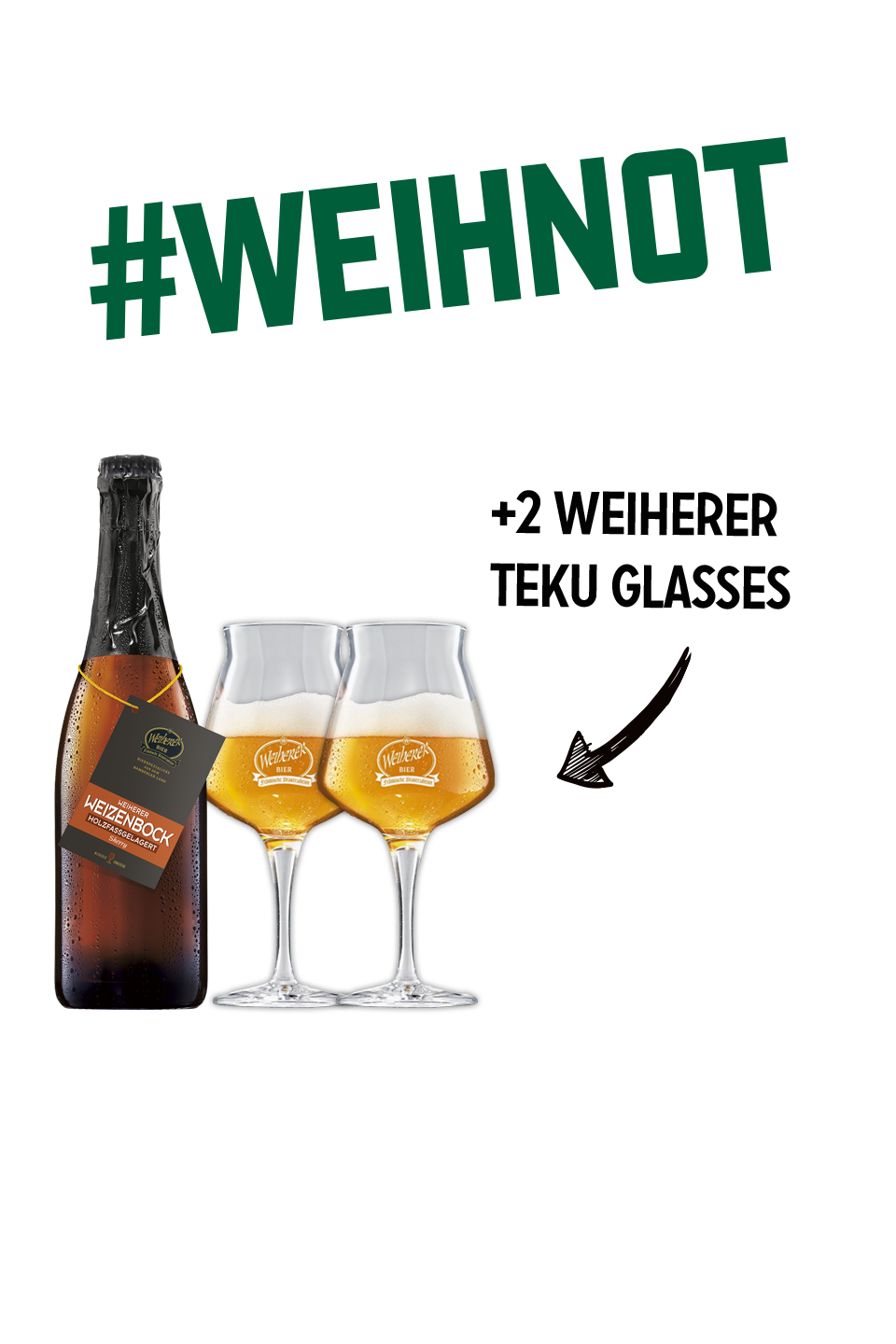 Geschenkpaket Weiherer Weizenbock Holzfassgelagert Sherry 0,75l + 2 Teku-Pokale